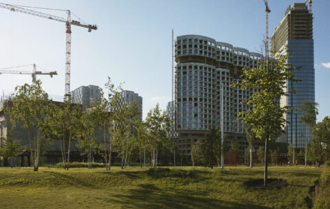 analog-city-landscape-with-buildings-daylight